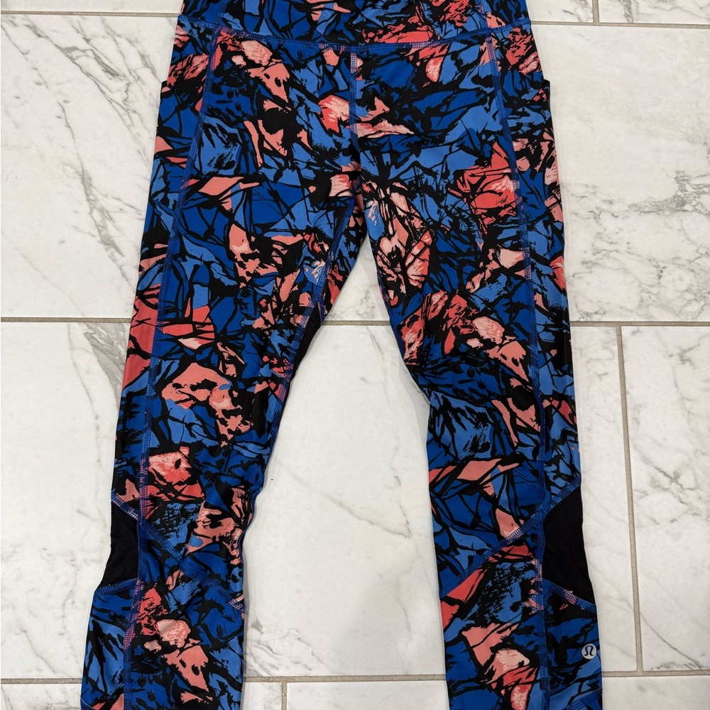 Lululemon Athletica Blue and Pink Patterned Leggings